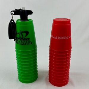 Speed Stacks (Red), Official Stacking Cups (green)- -two sets of speed stacking